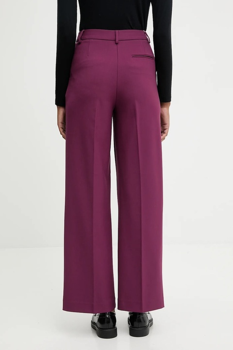 United Colors of Benetton spodnie damskie kolor fioletowy proste high waist 4L4HDF07F - zdjęcie produktu nr 2