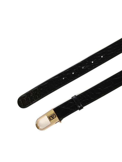 Valentino Garavani Vlogo crocodile-effect belt - Black - zdjęcie produktu nr 2