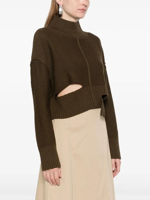 MM6 Maison Margiela distressed cropped jumper - Green - zdjęcie produktu nr 1