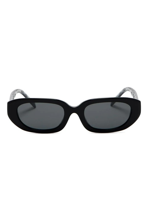 Tory Burch logo-plaque oval-frame sunglasses - Black - zdjęcie produktu nr 1