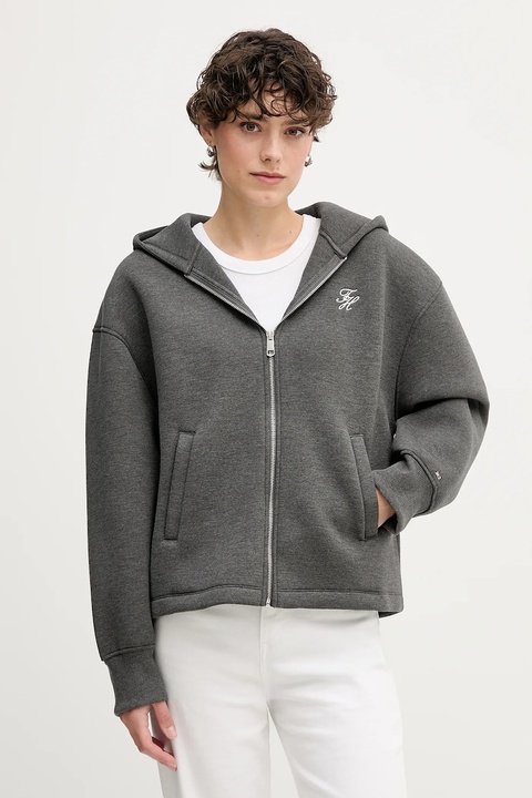 Tommy Hilfiger bluza damska kolor szary z kapturem gładka WW0WW46815 - zdjęcie produktu nr 1