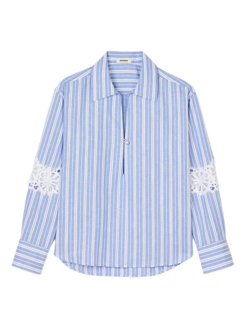 SANDRO organic cotton-linen shirt - Blue - zdjęcie produktu nr 1