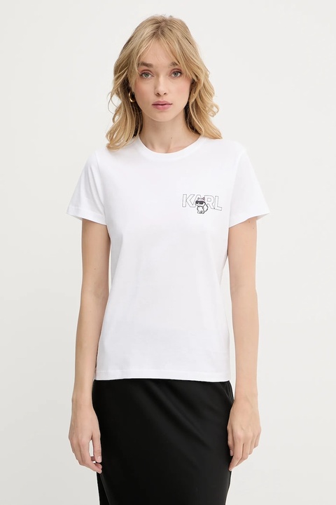 Karl Lagerfeld t-shirt bawełniany damski kolor biały A3W17085 - zdjęcie produktu nr 1