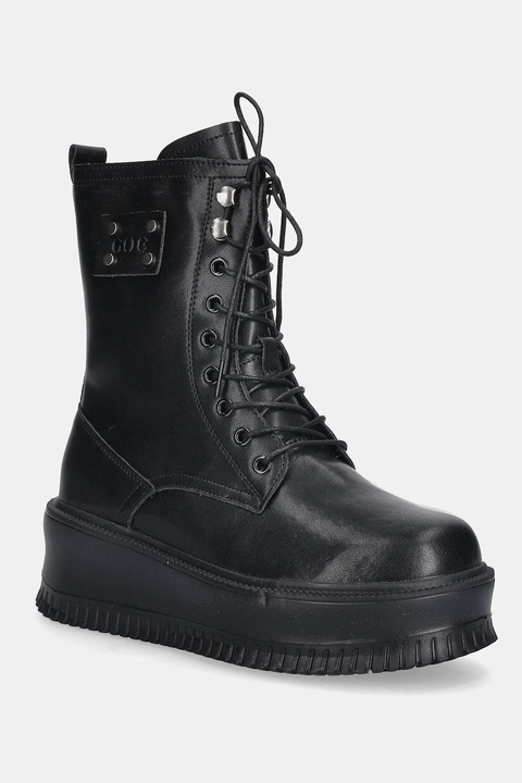 GOE botki skórzane damskie kolor czarny na platformie lekko ocieplone SS2N4128 BLACK - zdjęcie produktu nr 1