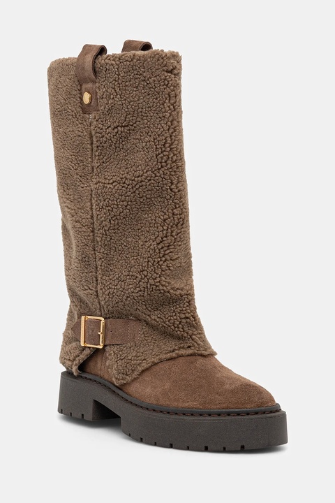 Steve Madden kozaki Godiva damskie kolor beżowy na płaskim obcasie 11003413 - zdjęcie produktu nr 1