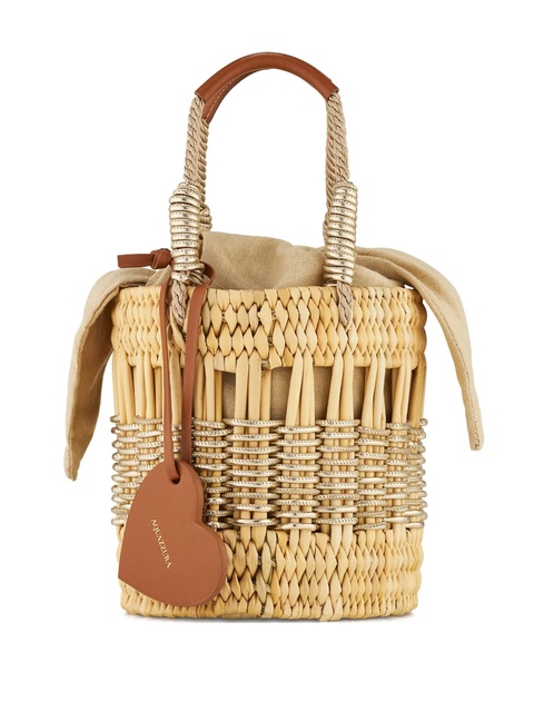 Aquazzura mini straw heart-shaped bucket bag - Neutrals - zdjęcie produktu nr 2