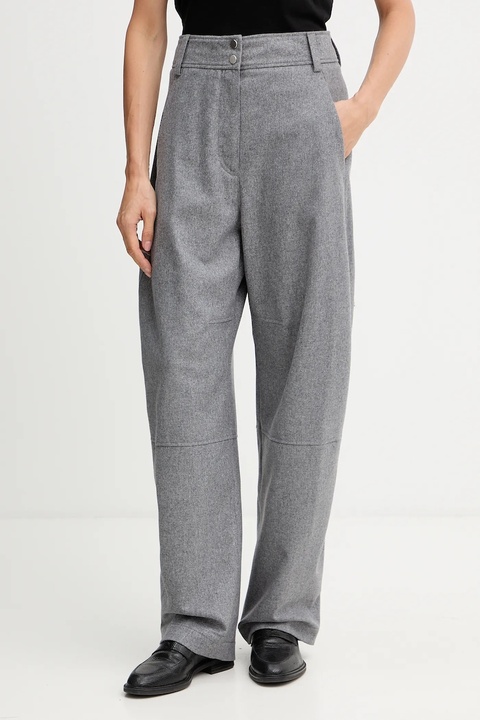 BOSS spodnie z dodatkiem wełny damskie kolor szary fason chinos high waist 50548109 - zdjęcie produktu nr 1
