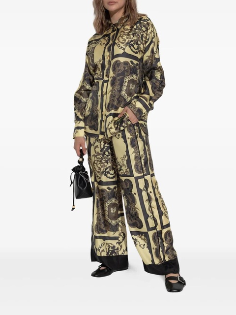 GANNI graphic-print silk trousers - Neutrals - zdjęcie produktu nr 2