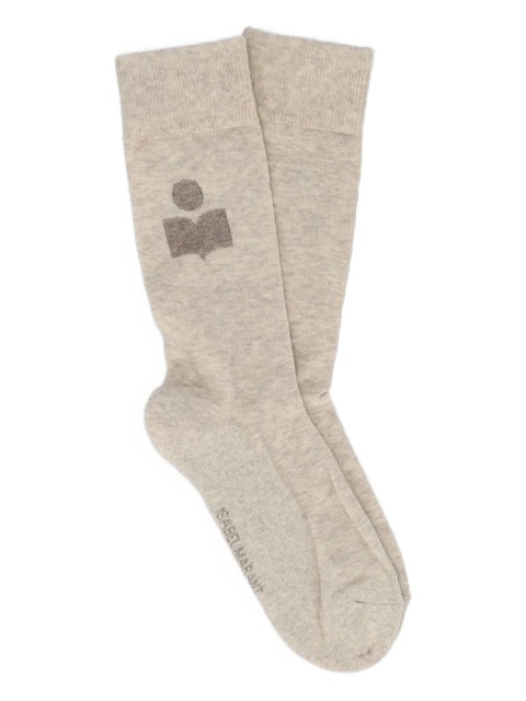 ISABEL MARANT Siloki logo-ribbed socks - Grey - zdjęcie produktu nr 2