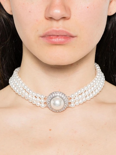 Self-Portrait crystal-embellished necklace - White - zdjęcie produktu nr 2
