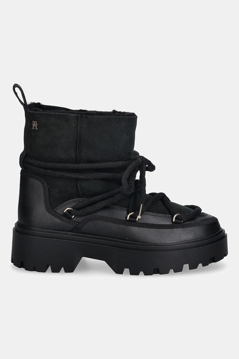 Tommy Hilfiger śniegowce REAL SHEARLING LACEUP damskie kolor czarny FW0FW08996 - zdjęcie produktu nr 2