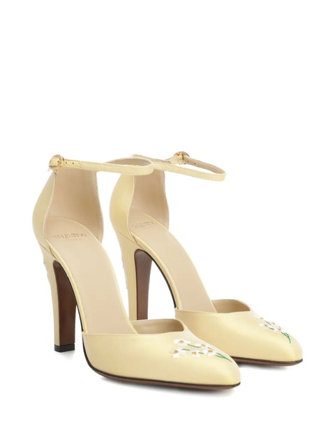 Valentino Garavani floral-embroidered ankle-strap pumps - Yellow - zdjęcie produktu nr 1