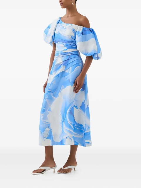Aje Cadence ruched one-shoulder midi dress - Blue - zdjęcie produktu nr 1