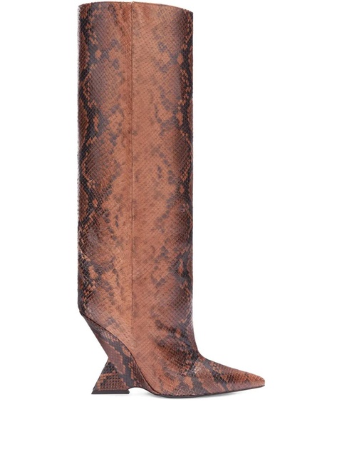 The Attico 105mm Cheope snakeskin wedge boots - Brown - zdjęcie produktu nr 2