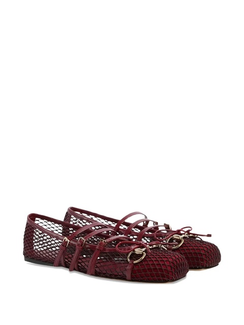 Gucci mesh-panel buckle ballet flats - Red - zdjęcie produktu nr 2