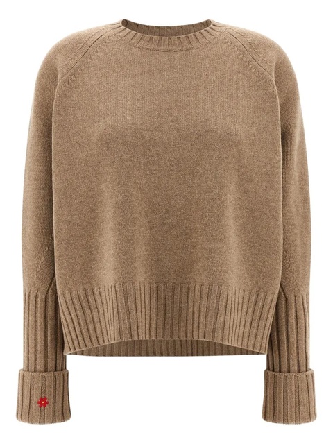 Tory Burch floral-embroidered ribbed sweater - Neutrals - zdjęcie produktu nr 1