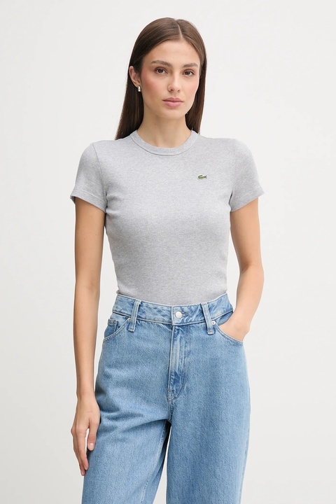 Lacoste t-shirt bawełniany damski kolor szary TF5538 - zdjęcie produktu nr 1