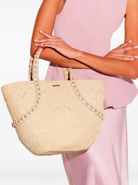 Aquazzura Isla woven straw tote bag - Neutrals - zdjęcie produktu nr 2