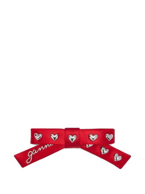 GANNI heart-studs bow-motif hair clip - Red - zdjęcie produktu nr 2