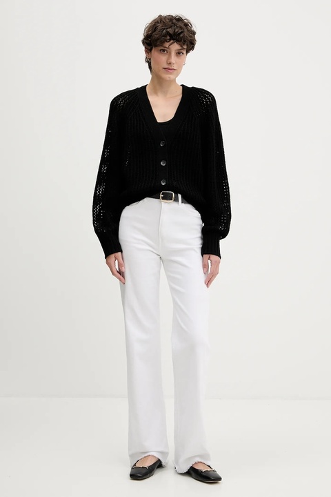 Sisley kardigan z dodatkiem wełny damski kolor czarny 1WBZL602U - zdjęcie produktu nr 1