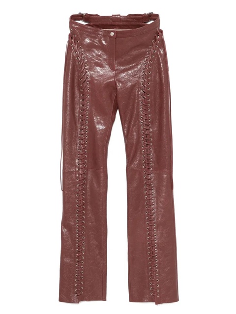 Blumarine cracked-effect leather trousers - Red - zdjęcie produktu nr 1