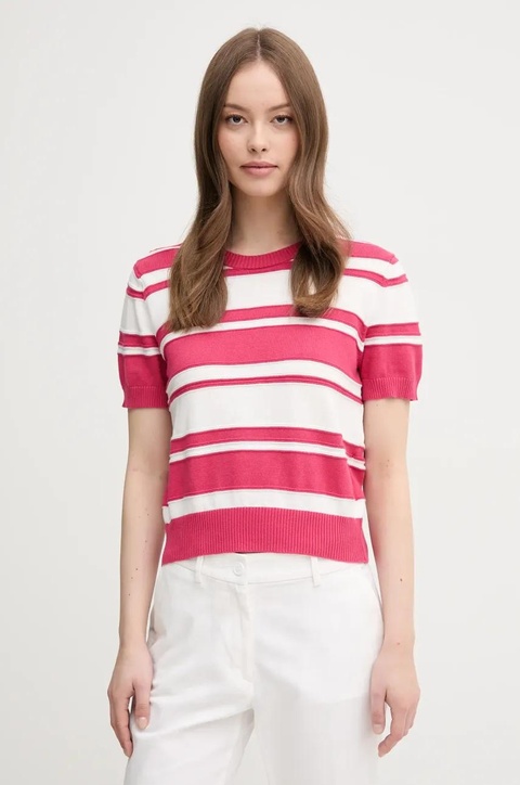 United Colors of Benetton sweter bawełniany damski kolor różowy lekki 1294E10D0 - zdjęcie produktu nr 1