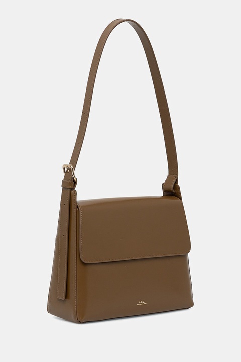 A.P.C. torebka skórzana sac virginie flap kolor brązowy PXBRU.F61924 - zdjęcie produktu nr 1