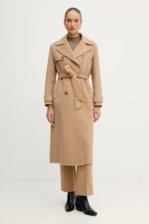 Pedro del Hierro płaszcz z dodatkiem wełny kolor brązowy 7522237 - zdjęcie produktu nr 1