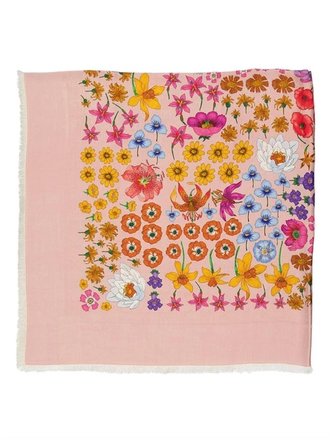 Gucci floral-print fringed shawl - Pink - zdjęcie produktu nr 2