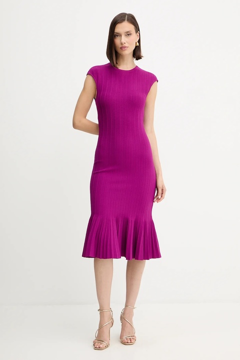 Herve Leger sukienka Bridget kolor fioletowy midi rozkloszowana DGR8535468 - zdjęcie produktu nr 1