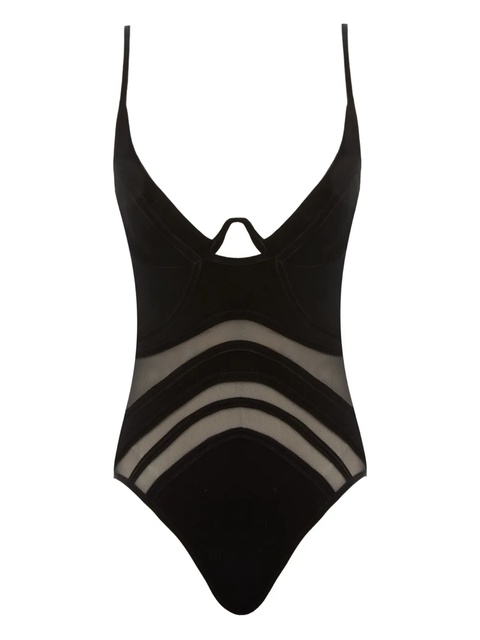 ZIMMERMANN mesh-insert velvet bodysuit - Black - zdjęcie produktu nr 1