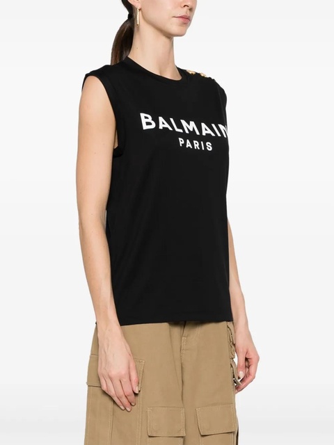 Balmain logo-print cotton tank top - Black - zdjęcie produktu nr 2