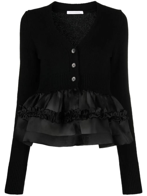 Cecilie Bahnsen ruffle-hem button-up jumper - Black - zdjęcie produktu nr 1