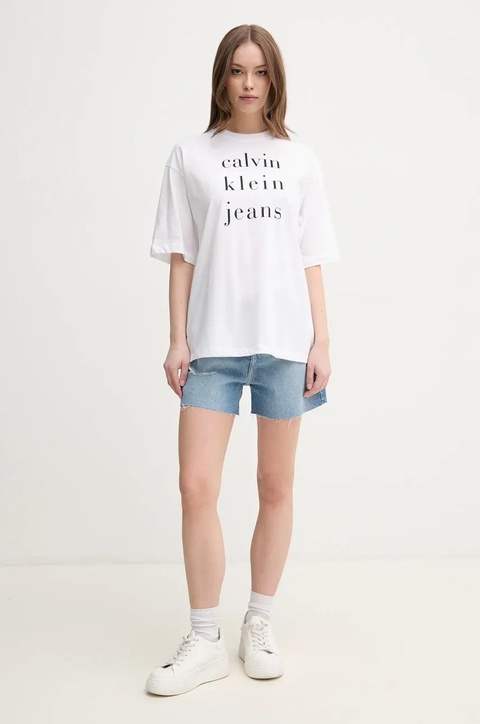 Calvin Klein Jeans szorty damskie kolor niebieski gładkie high waist J20J225159 - zdjęcie produktu nr 2