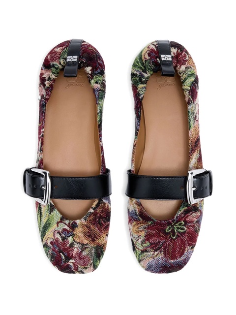 GANNI tapestry-weave buckled ballet flats - Multicolour - zdjęcie produktu nr 2