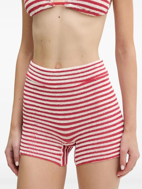 Bond-eye striped high-waisted bikini bottoms - Red - zdjęcie produktu nr 1