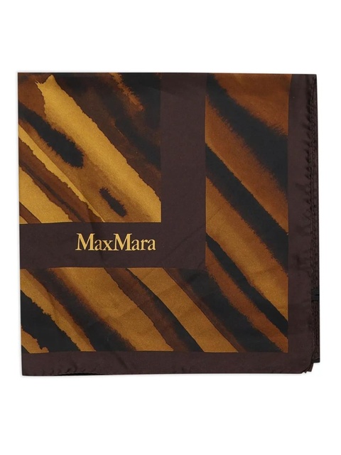 Max Mara striped-pattern silk scarf - Brown - zdjęcie produktu nr 1
