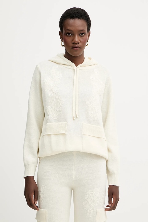 ERMANNO Firenze sweter z dodatkiem wełny damski kolor beżowy lekki 57TM034E85 - zdjęcie produktu nr 1