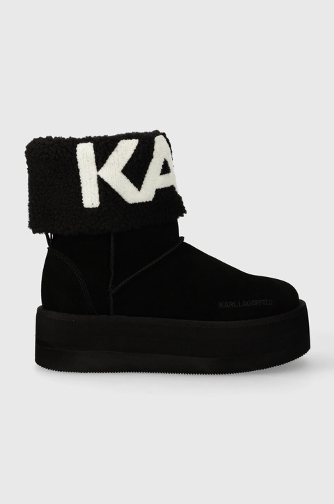 Karl Lagerfeld śniegowce zamszowe THERMO kolor czarny KL48552 - zdjęcie produktu nr 1