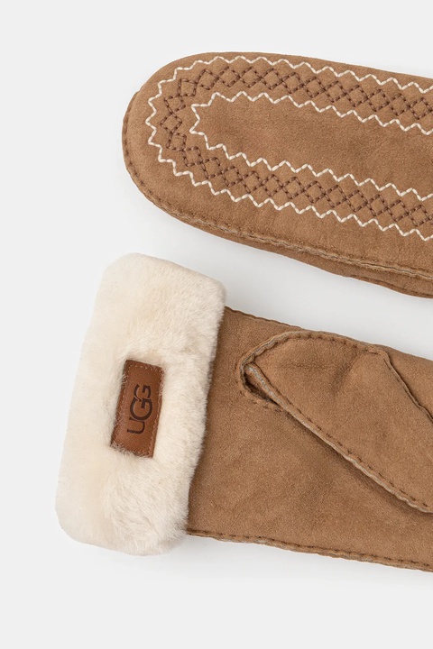 UGG rękawiczki zamszowe damskie kolor brązowy 100907 - zdjęcie produktu nr 2
