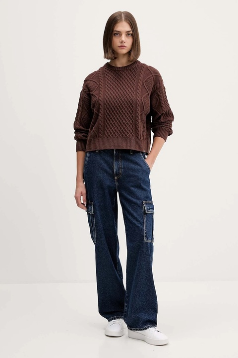 Guess Jeans sweter z dodatkiem wełny damski kolor brązowy lekki W5BR09 Z0561 - zdjęcie produktu nr 2