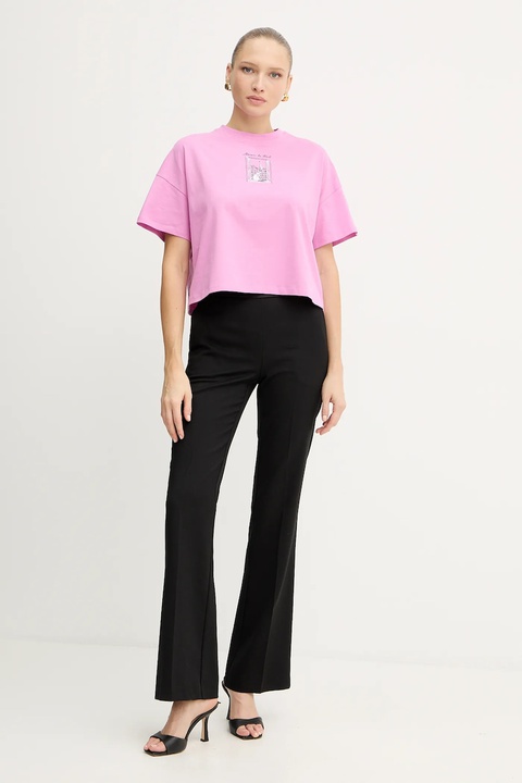 Karl Lagerfeld t-shirt bawełniany damski kolor różowy A4W17086 - zdjęcie produktu nr 2