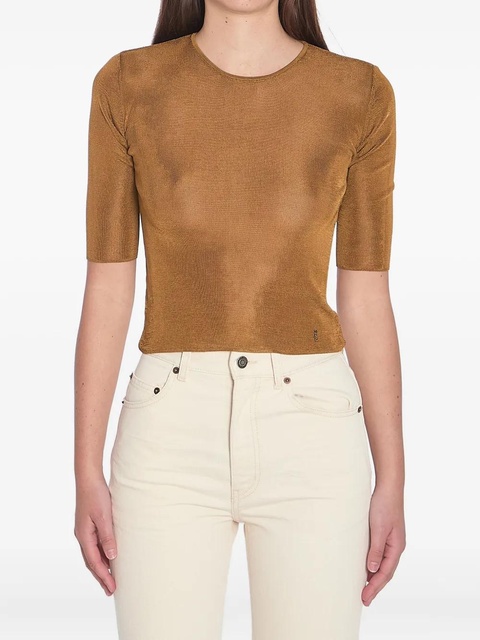Saint Laurent Cassandre-plaque crop top - Brown - zdjęcie produktu nr 1