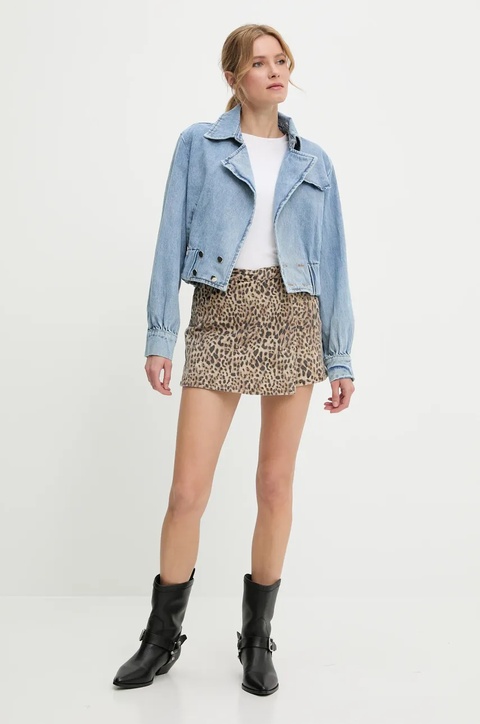 Answear Lab spódnicospodnie jeansowe damskie kolor beżowy wzorzyste high waist - zdjęcie produktu nr 1