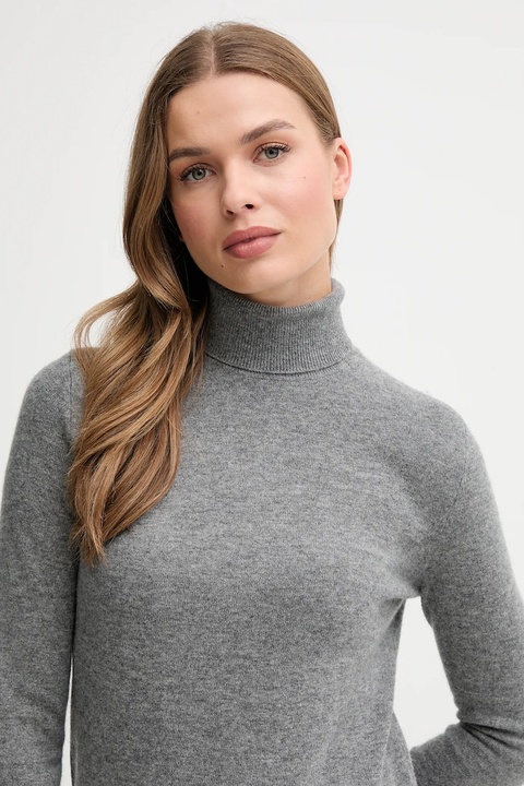 United Colors of Benetton sweter wełniany damski kolor szary z golfem 1002D2348 - zdjęcie produktu nr 2