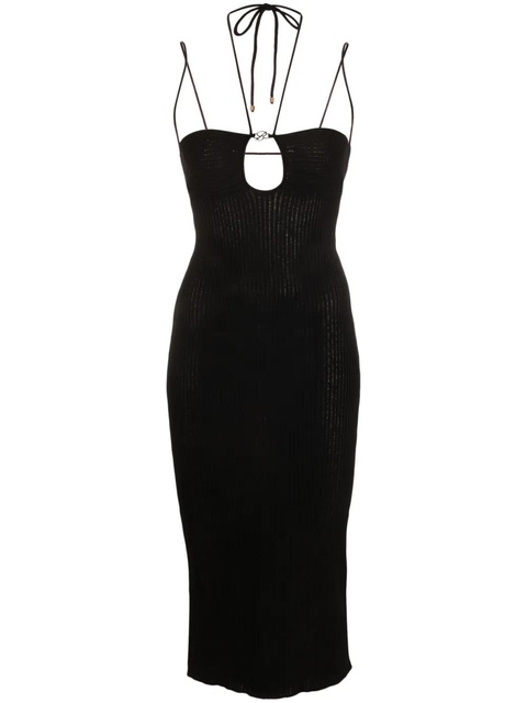 Blumarine logo-plaque ribbed dress - Black - zdjęcie produktu nr 1