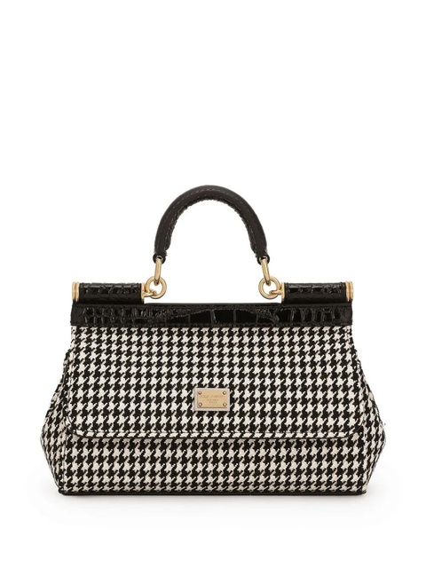 Dolce & Gabbana small Sicily houndstooth tote bag - Black - zdjęcie produktu nr 1