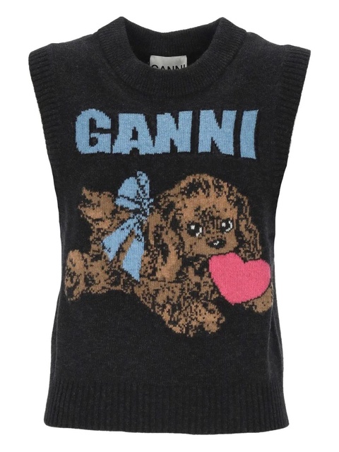 GANNI dog-graphic top - Grey - zdjęcie produktu nr 1