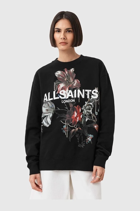 AllSaints bluza bawełniana ANIA damska kolor czarny wzorzysta W144JD - zdjęcie produktu nr 1