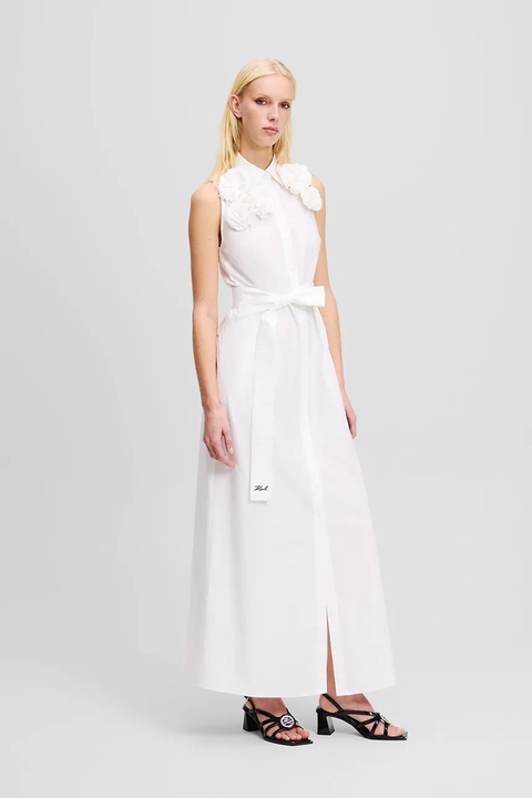 Karl Lagerfeld sukienka bawełniana kolor biały maxi prosta A2W13004 - zdjęcie produktu nr 2